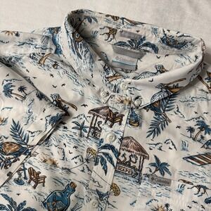 Columbia Hawaiian Shirt Mens‎ Size L Blue Button Down Short Sleeve Regular Fit